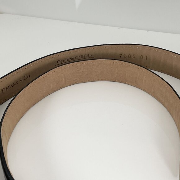 Tiffany Black Leather Mens Belt Size 34 - Picture 9 of 10